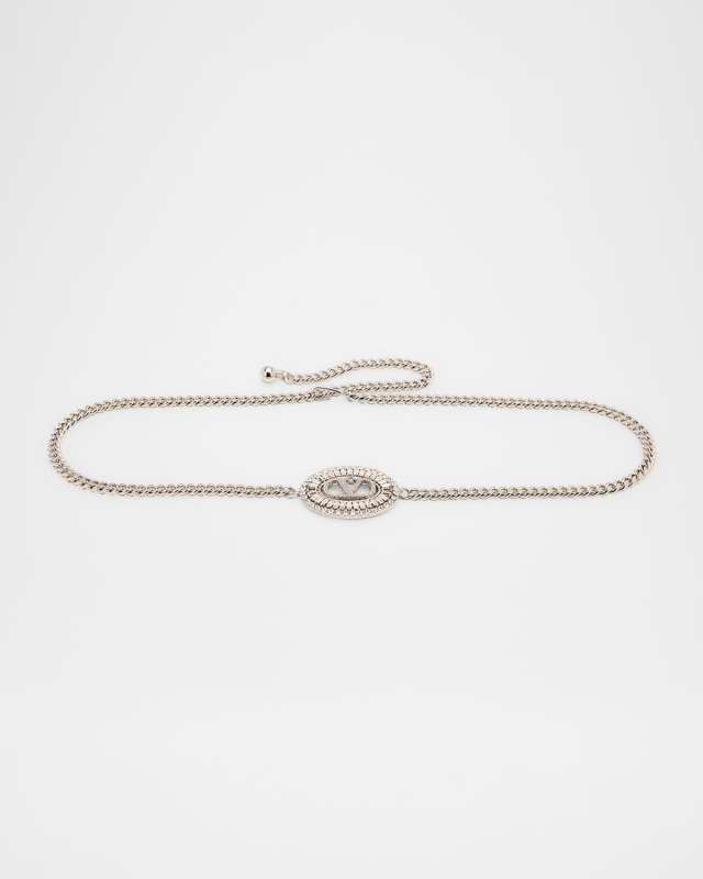Crystal VLogo Signature Chain Belt
